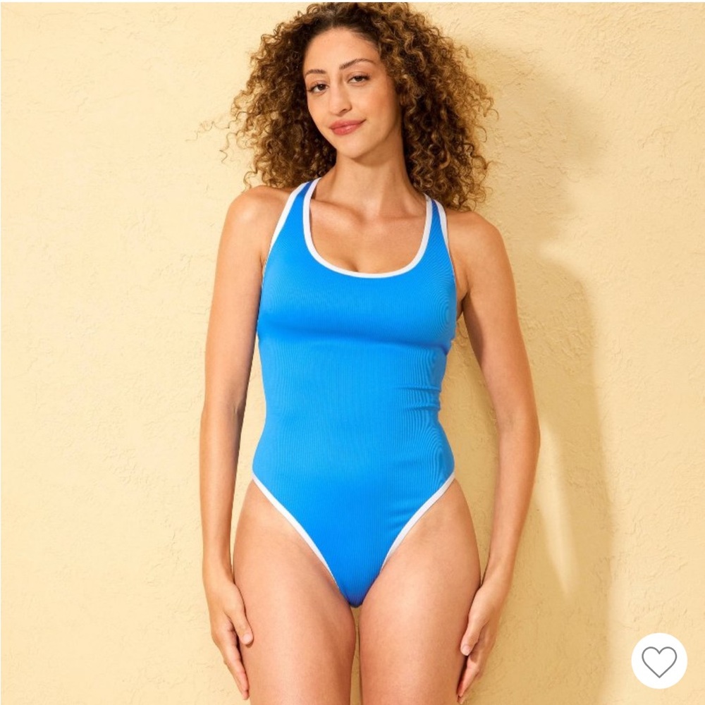 Blue & White Wild Fable Women's One-Piece Swimsuit